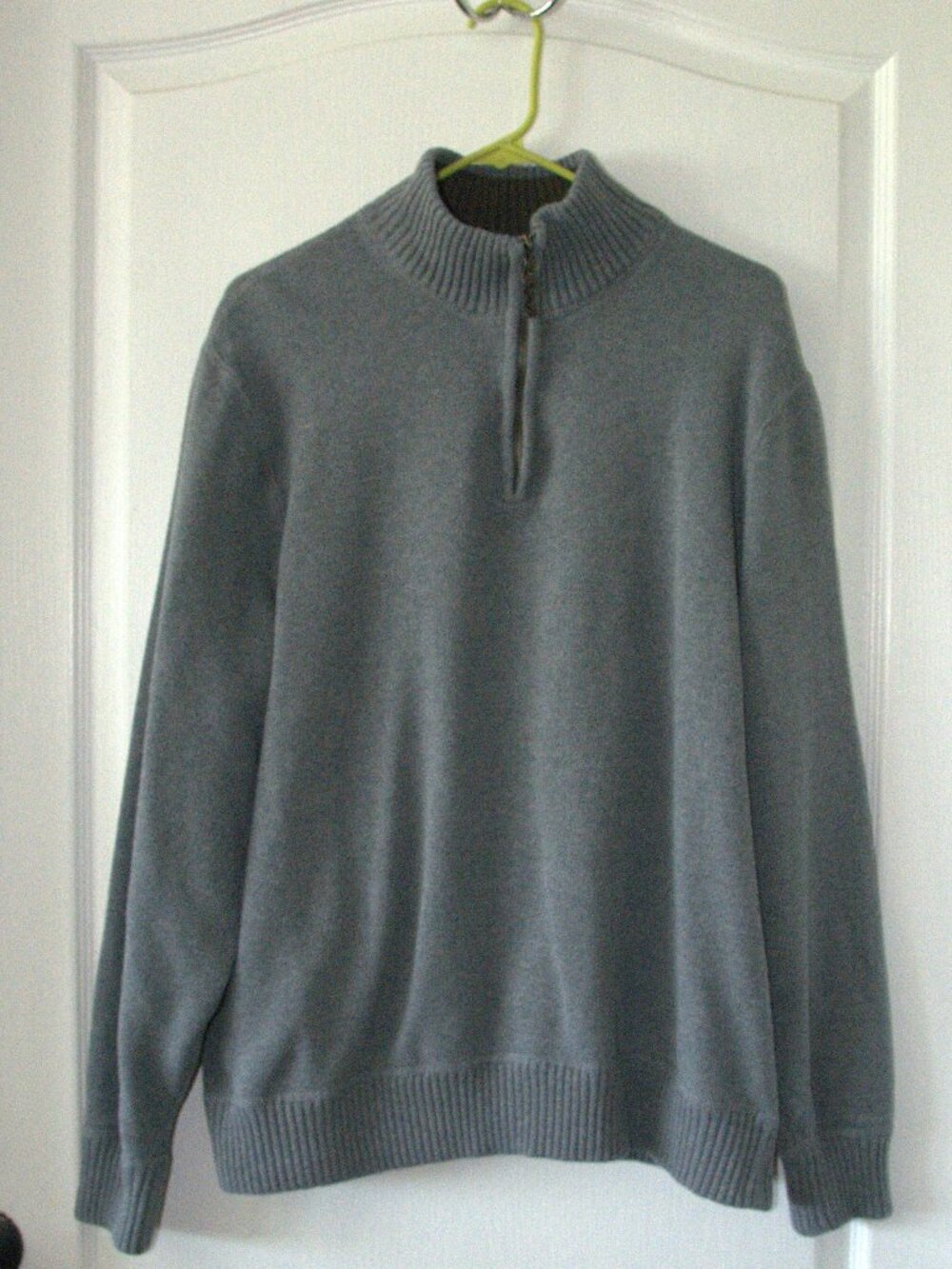 Eddie Bauer Men's Gray Quarter Zip Knit Pullover Sweater with Ribbed Cuffs sz XL